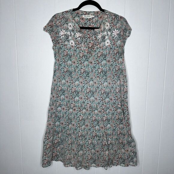 Roller Rabbit Women’s Floral Tiered Shift Dress Embroidered Blue Size Small - Picture 1 of 5